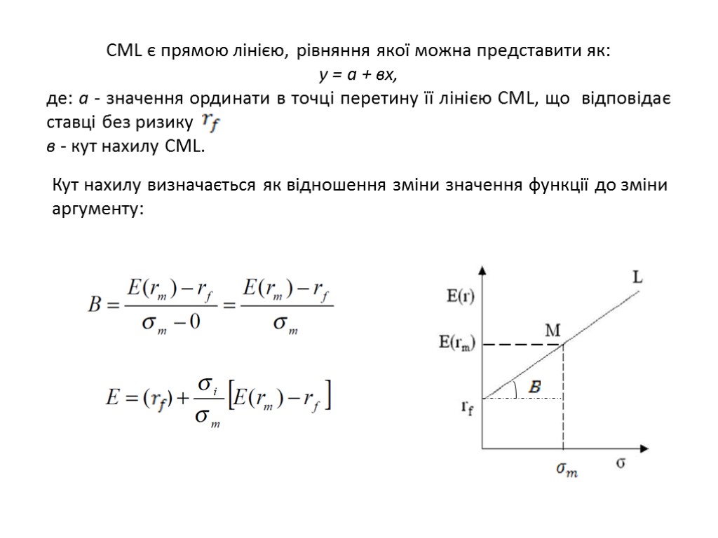СМL є прямою лінією, рівняння якої можна представити як: у = а + вх,